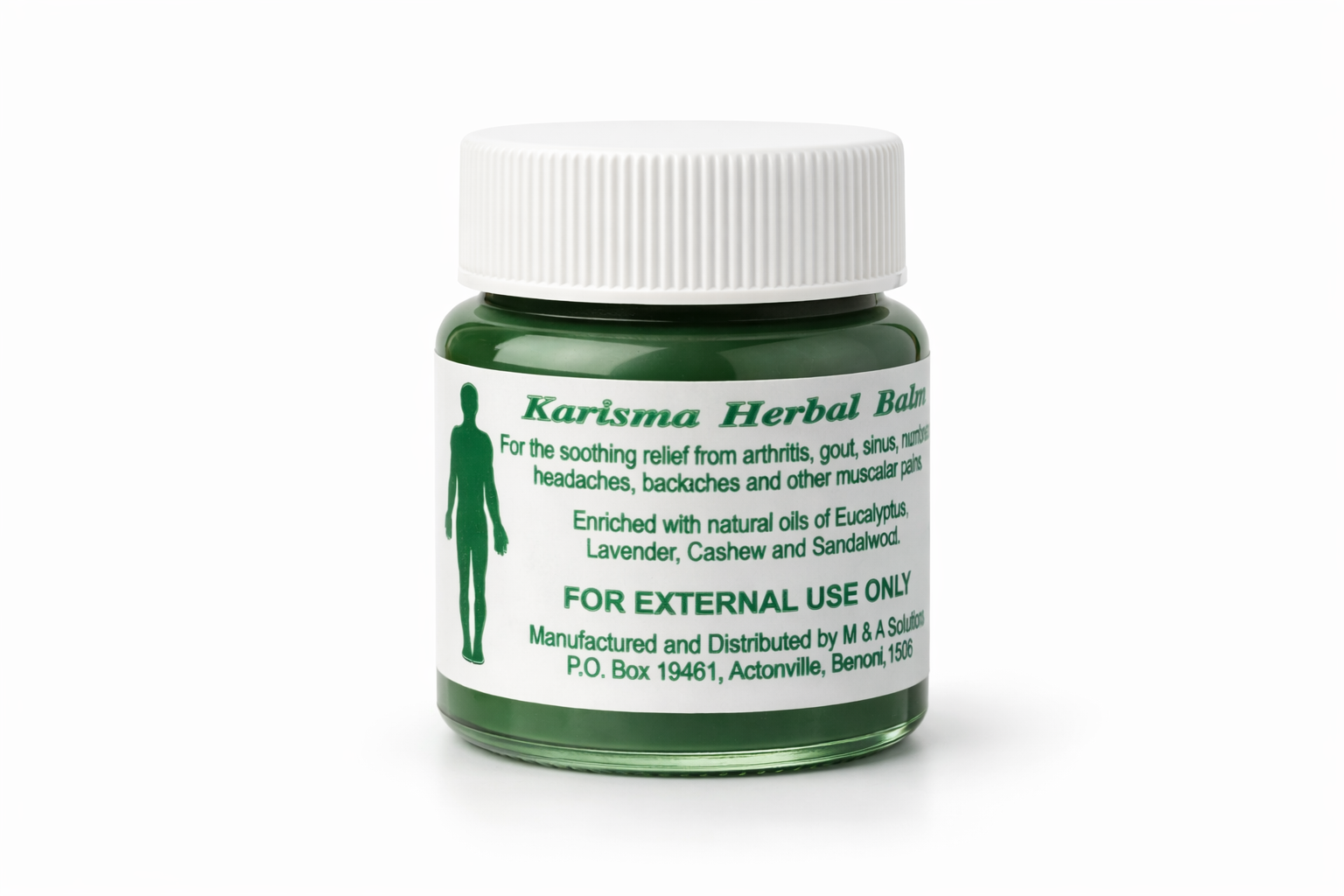 Karisma Herbal Balm jar, front view